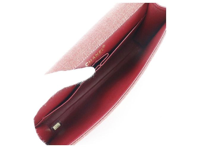 Borsa a spalla in tela di cotone Chanel Rosso - vista 6