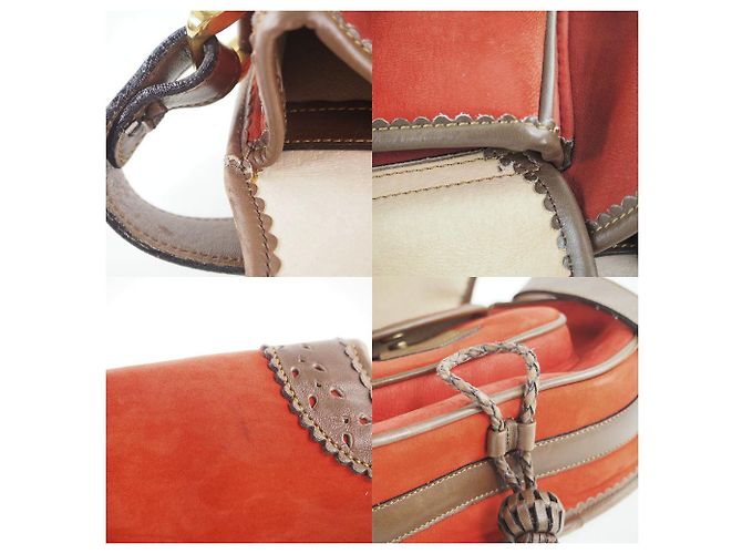 Borsa a spalla in pelle scamosciata Loewe Sevilla Arancione - vista 10