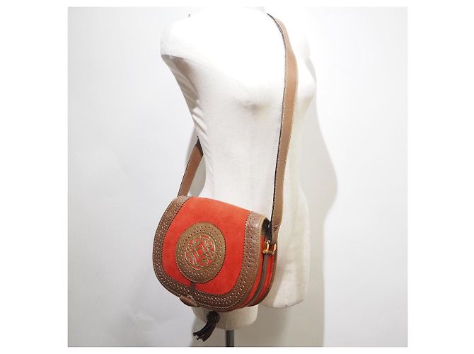 Borsa a spalla in pelle scamosciata Loewe Sevilla Arancione - vista 11