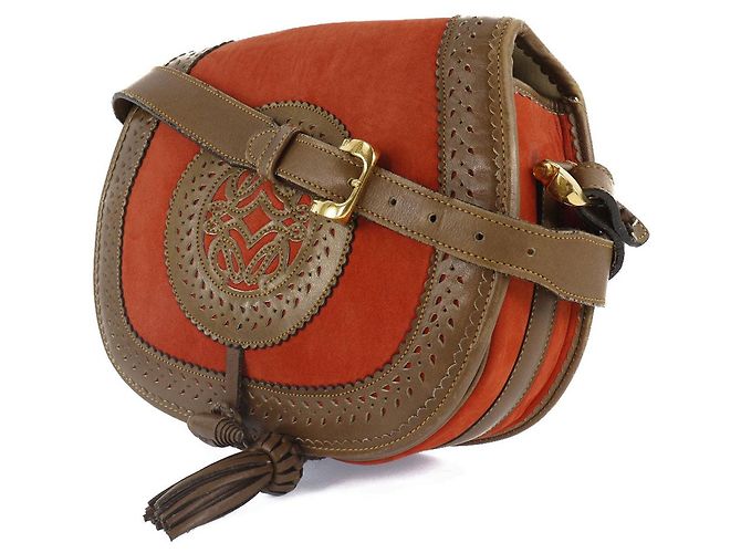 Borsa a spalla in pelle scamosciata Loewe Sevilla Arancione - vista 2