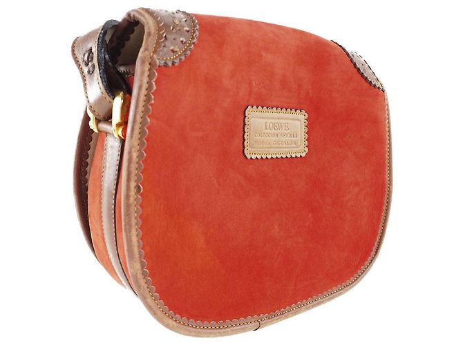 Borsa a spalla in pelle scamosciata Loewe Sevilla Arancione - vista 3