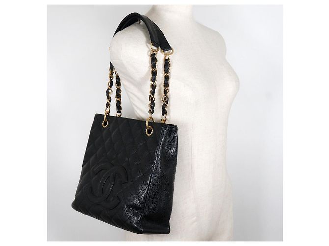 Borsa a spalla Chanel in pelle caviar con catena Nero - vista 8