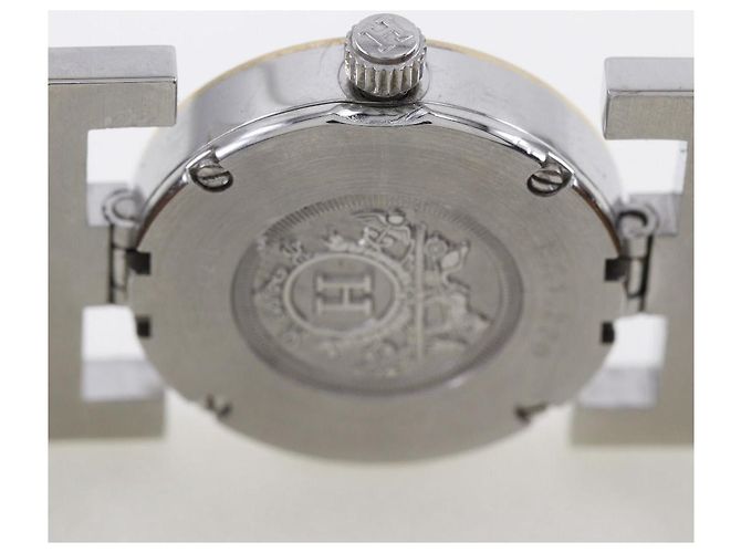 Reloj Hermès Paprika Quartz de acero inoxidable/cuero Blanco - vista 2