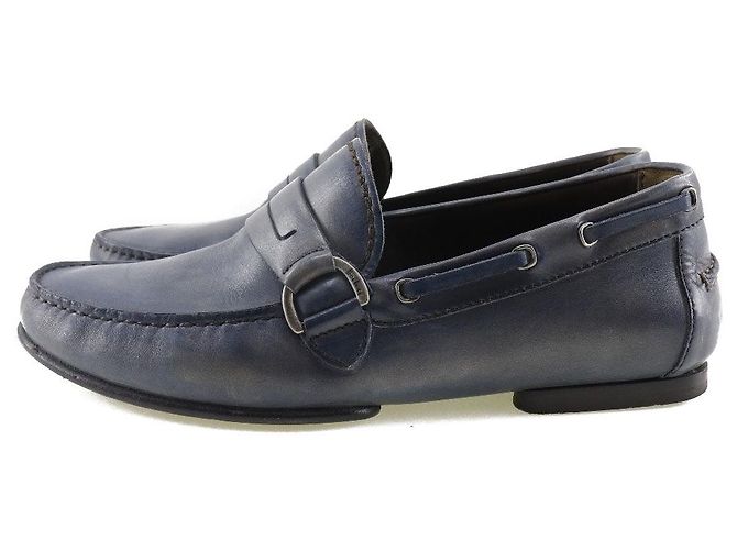 Autre Marque Mocassini in pelle Berluti scarpe da guida blu per uomini - vista 2