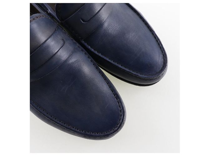 Autre Marque Mocassini in pelle Berluti scarpe da guida blu per uomini - vista 4