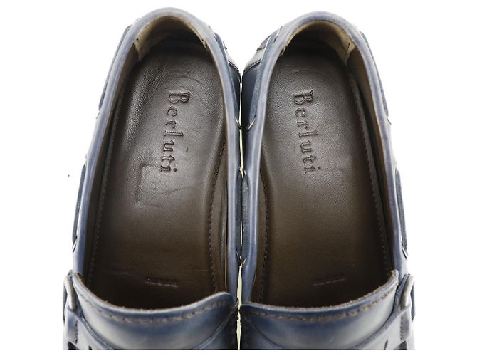 Autre Marque Mocassini in pelle Berluti scarpe da guida blu per uomini - vista 5