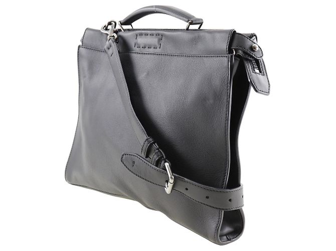 Borsa Fendi Peekaboo Business in pelle nera 2WAY Nero - vista 2