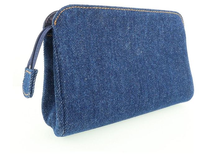Vanity Pochette cosmetica in denim Chanel Blu - vista 3