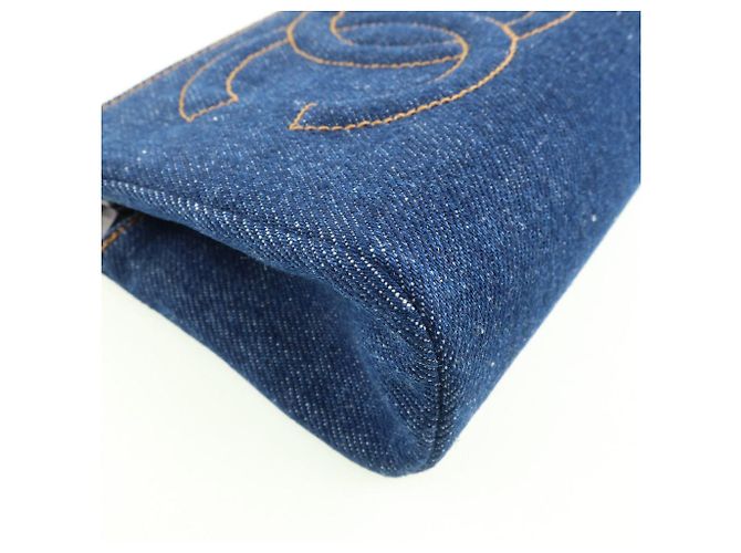 Vanity Pochette cosmetica in denim Chanel Blu - vista 4