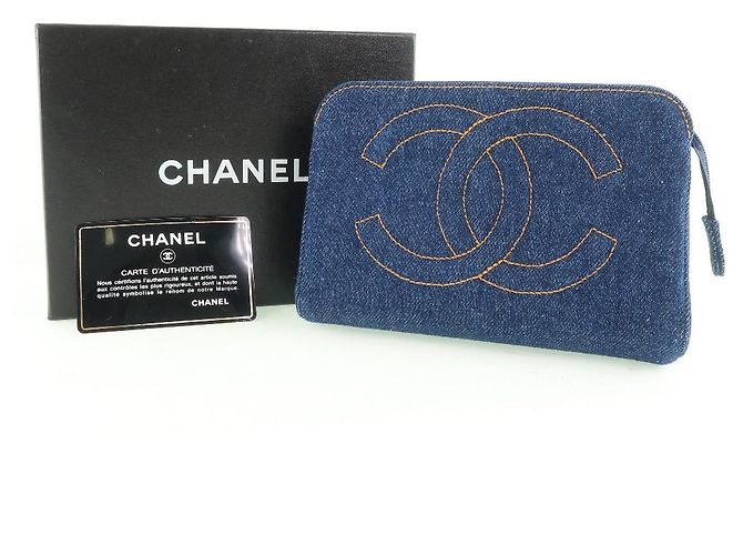 Vanity Pochette cosmetica in denim Chanel Blu - vista 8