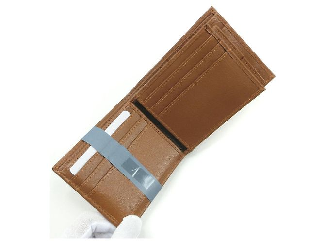 Autre Marque Bifold-Geldbörse aus Büffelleder in Camel Braun - Ansicht 6