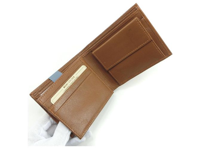 Autre Marque Bifold-Geldbörse aus Büffelleder in Camel Braun - Ansicht 7