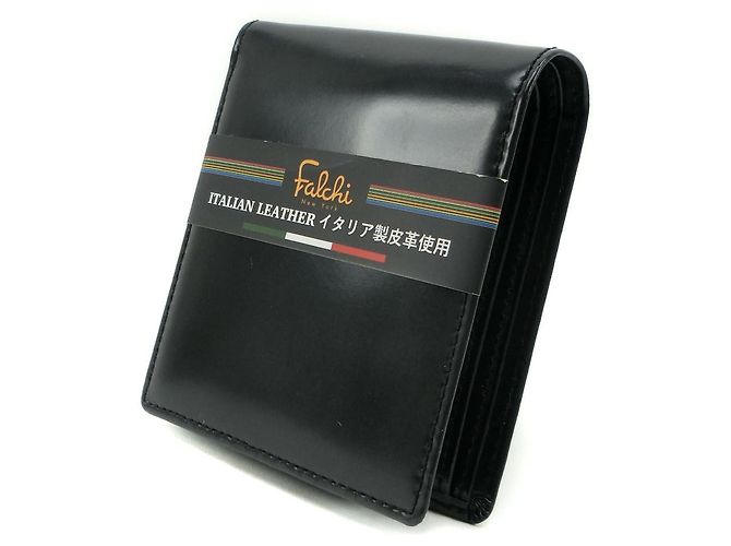 Autre Marque Billetera bifold de cuero italiano negra Negro - vista 2