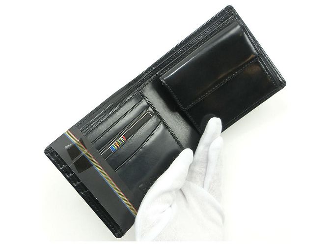 Autre Marque Billetera bifold de cuero italiano negra Negro - vista 6