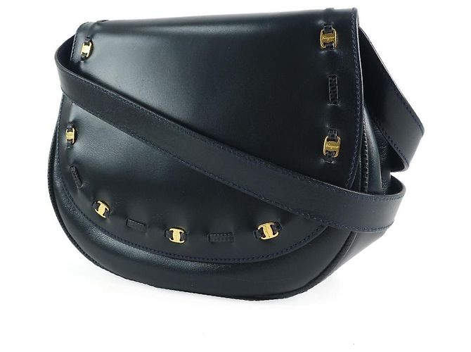 Borsa a Spalla Vera in Pelle di Vitello Salvatore Ferragamo Blu - vista 2