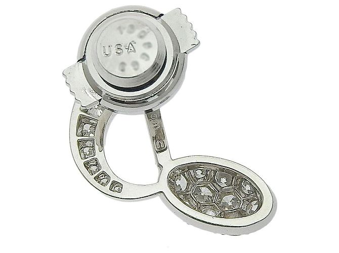 Autre Marque Platin-Brosche Pt950 in Form einer Musiknote mit Diamanten Silber - Ansicht 2