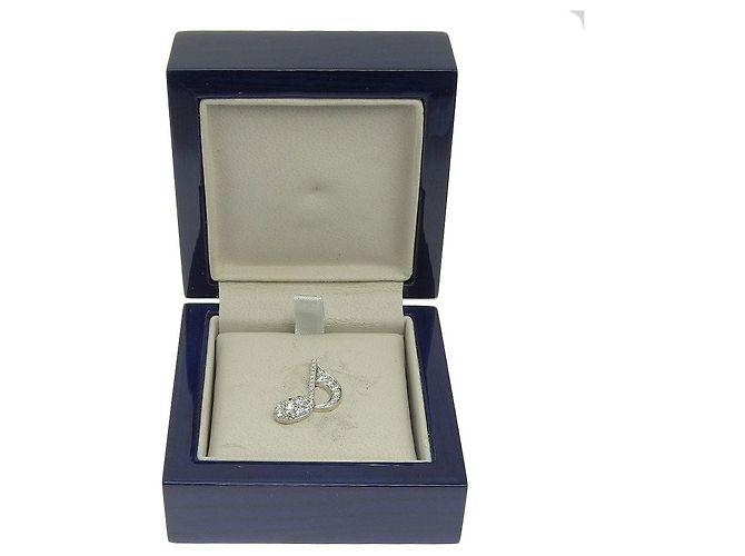 Autre Marque Platin-Brosche Pt950 in Form einer Musiknote mit Diamanten Silber - Ansicht 5