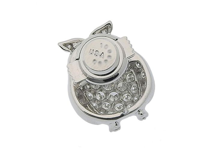 Autre Marque Monnickendam Eulenbrosche K18WG mit Diamant Weiß - Ansicht 2