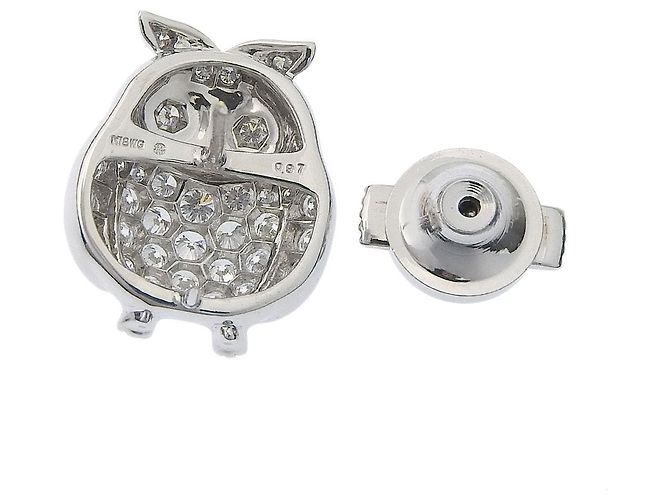 Autre Marque Monnickendam Eulenbrosche K18WG mit Diamant Weiß - Ansicht 5