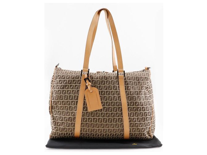 Borsa Boston Fendi Zucchino in tela di nylon e pelle - vista 3