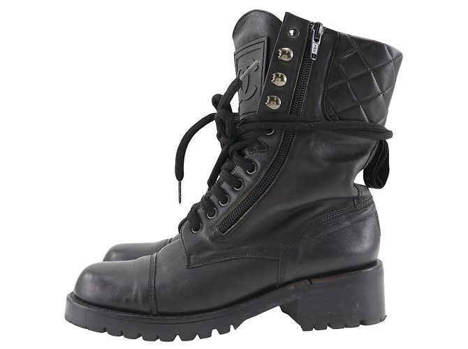 Botas de cuero Chanel negras Negro - vista 2