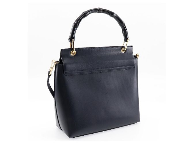 Borsa a spalla 2 in 1 in pelle Gucci Bamboo Nero - vista 3
