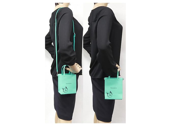 Tiffany & Co. Mini Borsa Shopping 2way in Pelle di Vitello Gatto da Strada Blu - vista 2