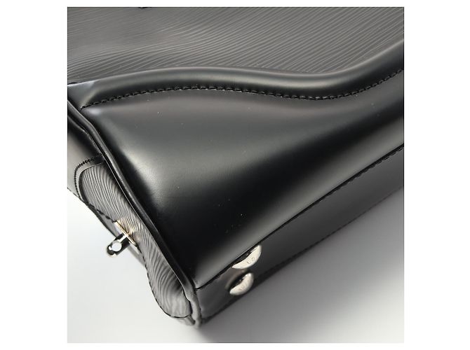 Sac à main en cuir noir Louis Vuitton Bowling Montaigne GM M59312 - vue 2