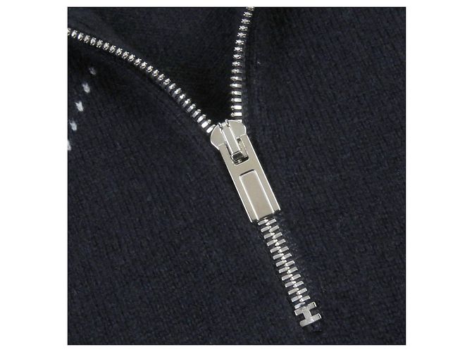 Hermès Sudadera con media cremallera H Logo de cachemira Hermes azul marino - vista 4