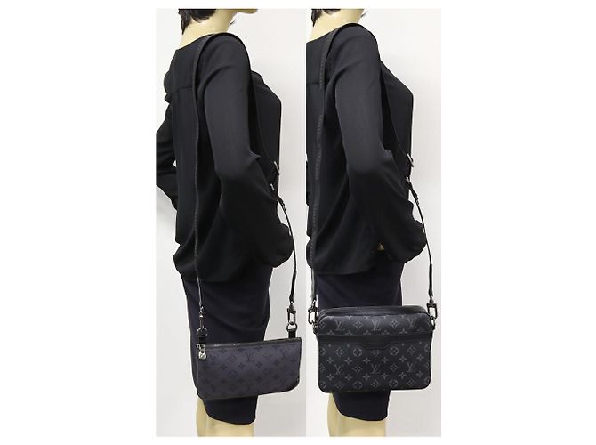 Borsa a spalla 2 in 1 Louis Vuitton Monogram Eclipse Trio M69443 Nero - vista 2