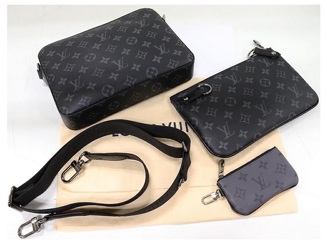Borsa a spalla 2 in 1 Louis Vuitton Monogram Eclipse Trio M69443 Nero - vista 3