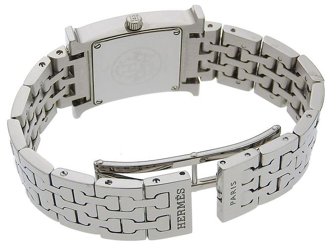Hermès Reloj Hermes H con bisel de diamante, cuarzo, acero inoxidable Plata - vista 5