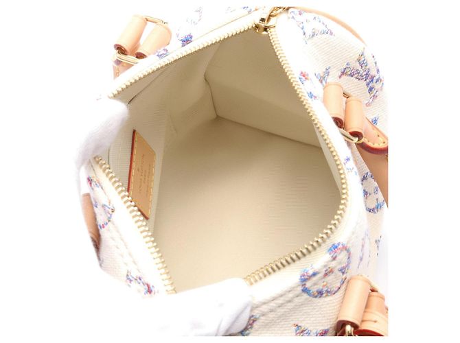 Sac à main Louis Vuitton Speedy Bandoulière 20 Monogram Jacquard M24709 Blanc - vue 3