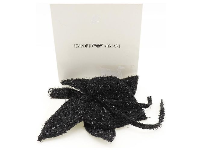 Armani Woll-Polyester Blumenbrosche Schwarz - Ansicht 7
