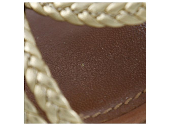 Sandali con zeppa in pelle e legno Louis Vuitton D'oro - vista 8
