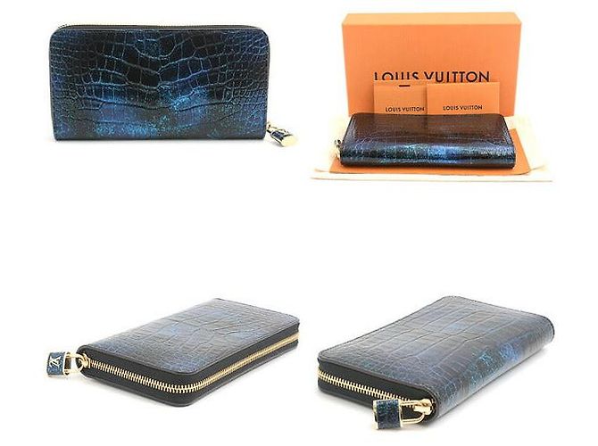 Louis Vuitton Crocodile Zippy Wallet Padlock N81607 Blue - view 2