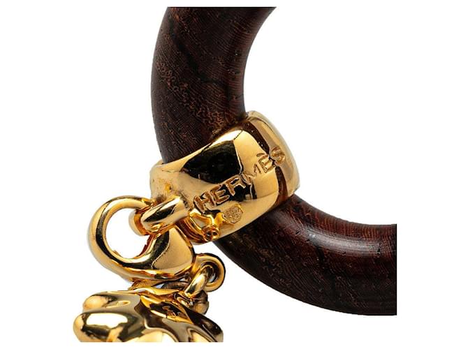 Ring Hermès Anello per sciarpa Hermes Marrone Oro Legno - vista 5