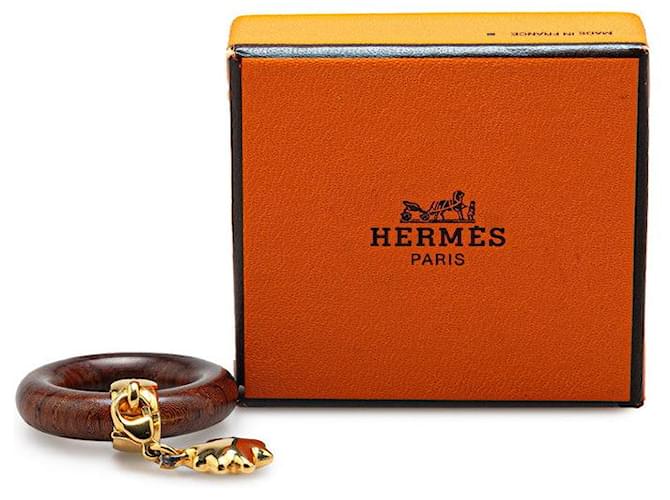 Ring Hermès Anello per sciarpa Hermes Marrone Oro Legno - vista 6