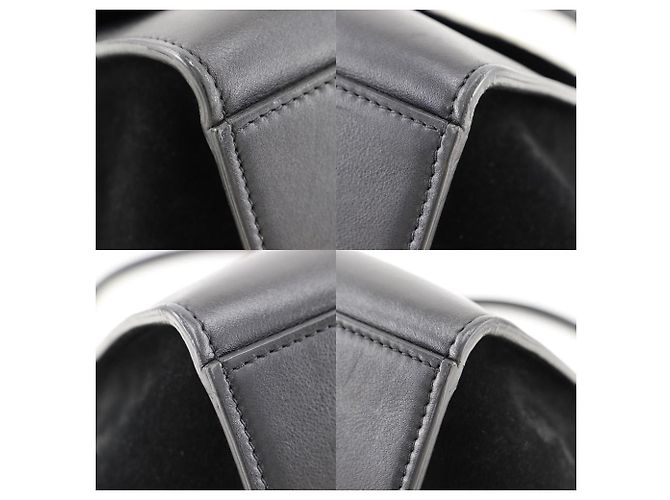 Céline Borsa Celine Trapeze in pelle scamosciata nera e bianca Nero - vista 4