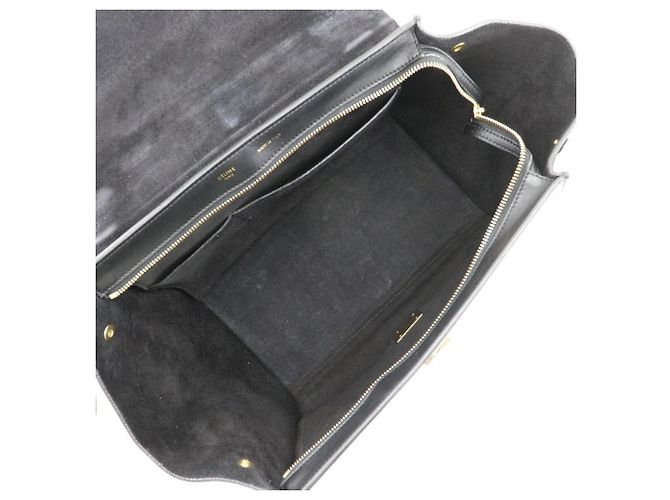 Céline Borsa Celine Trapeze in pelle scamosciata nera e bianca Nero - vista 6