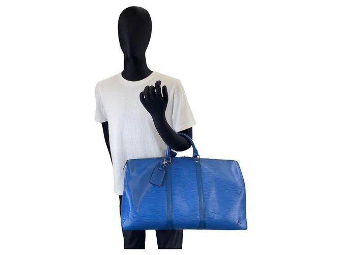 Sac Boston Keepall 50 Epi Louis Vuitton M42965 Bleu - vue 9