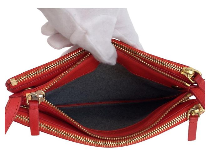 Céline Borsa a tracolla piccola in pelle Celine Trio rossa Rosso - vista 2