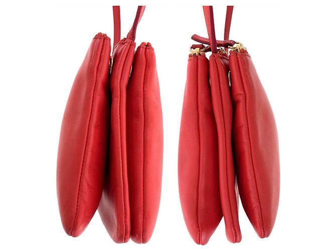Céline Borsa a tracolla piccola in pelle Celine Trio rossa Rosso - vista 4