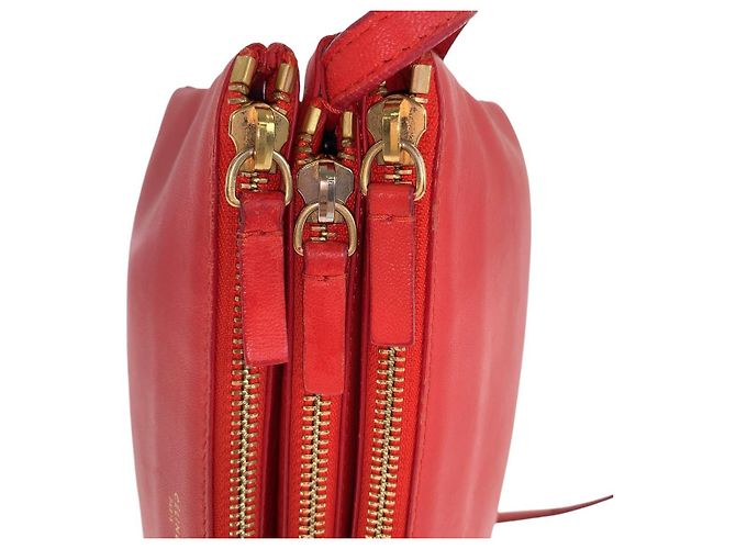 Céline Borsa a tracolla piccola in pelle Celine Trio rossa Rosso - vista 6