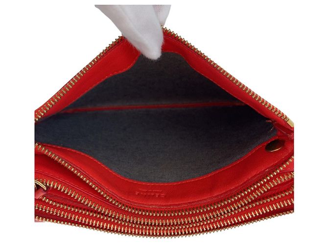 Céline Borsa a tracolla piccola in pelle Celine Trio rossa Rosso - vista 8