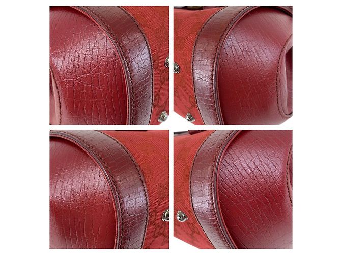 Gucci Bamboo GG Canvas Leder Schultertasche Rot - Ansicht 3