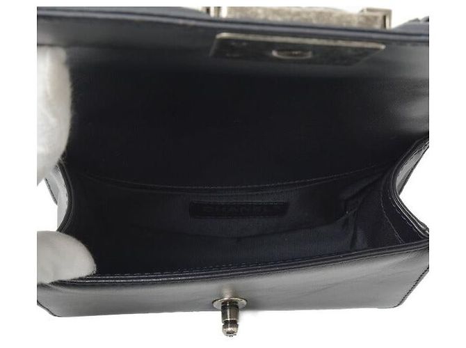 Chanel Leather Boy Handle Chain Shoulder Bag Blue - view 5