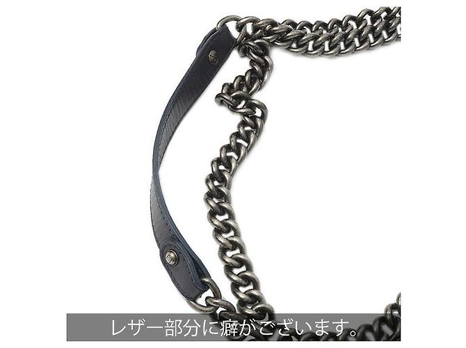 Chanel Leather Boy Handle Chain Shoulder Bag Blue - view 9