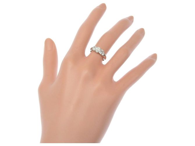 Autre Marque Ovaler Diamantring aus Pt900-Platin Silber - Ansicht 2