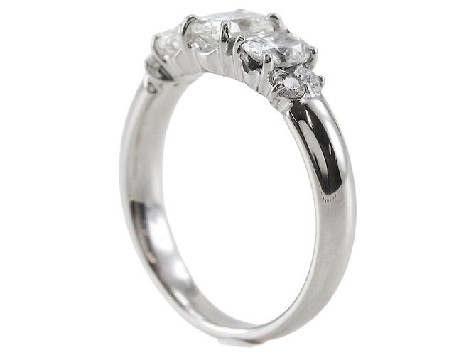 Autre Marque Ovaler Diamantring aus Pt900-Platin Silber - Ansicht 3